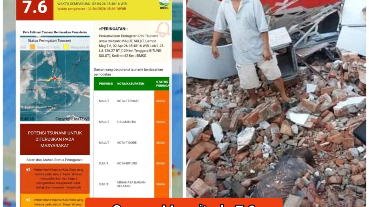 Gempa Magnitudo 7,6 Guncang Sulut – Maluku, Akibatkan Satu Korban Jiwa di Manado
