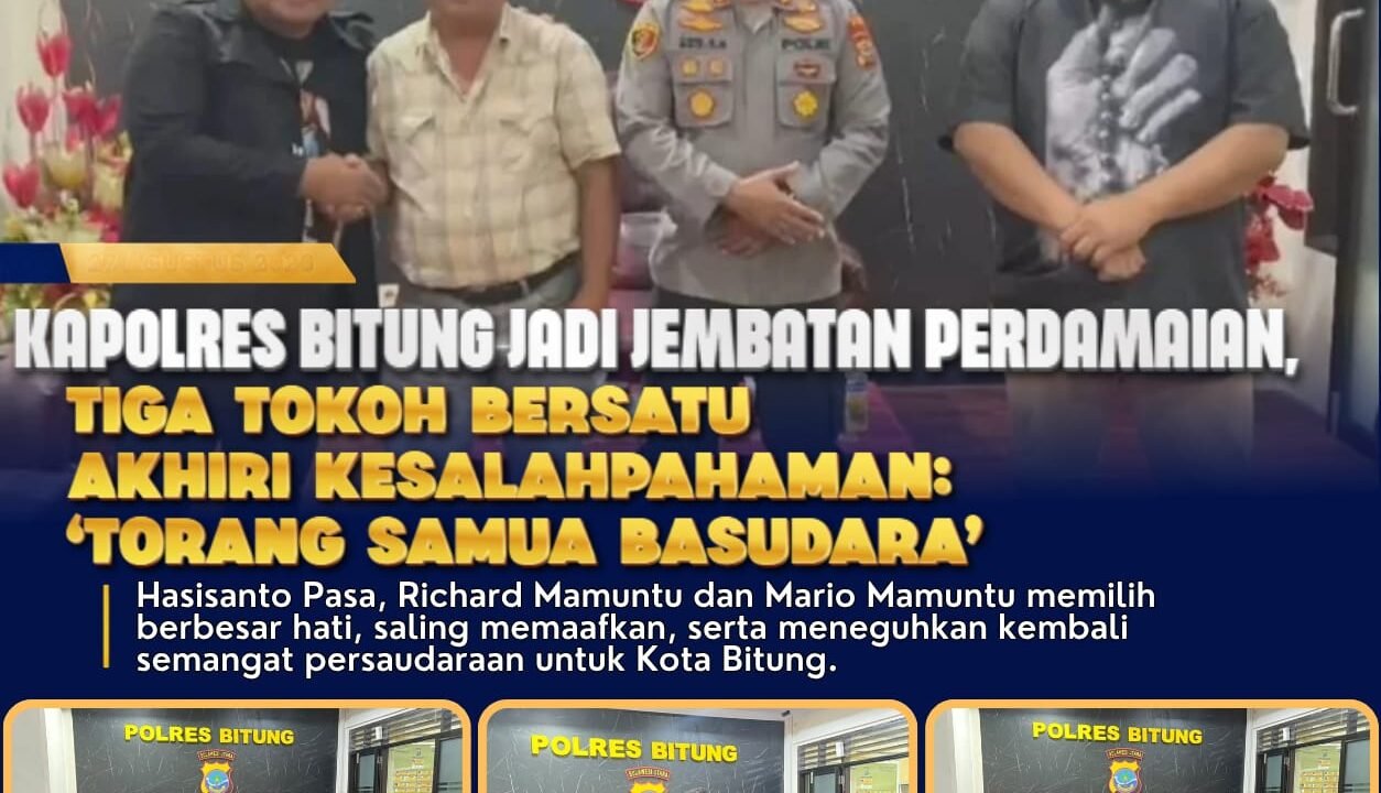 Kapolres Bitung Jadi Jembatan Perdamaian, Tiga Tokoh Bersatu Akhiri Kesalahpahaman